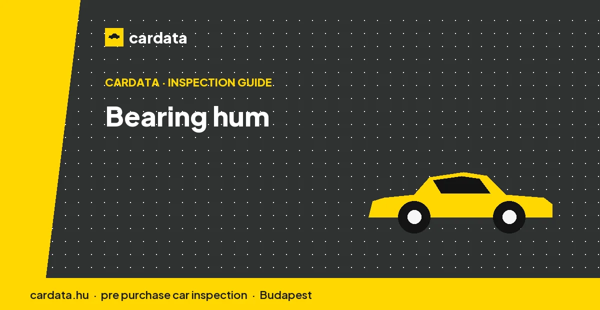 A wheel-bearing hum rises and falls with road speed and often changes as the car is steered from side to side.